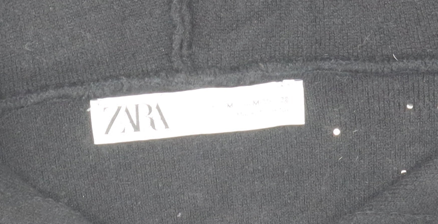 ZARA Women’s Black Beaded Hooded Pullover Jumper Size M