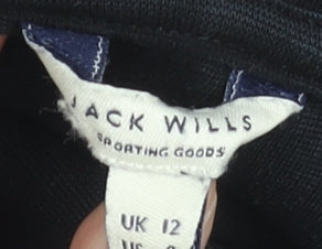 Jack Wills Womens Black Grey Cropped Hoodie UK 12 Pullover Cotton