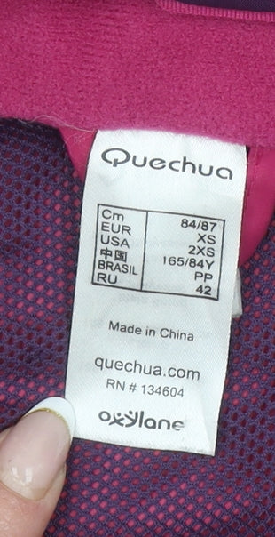 Quechua Womens Pink XS Waterproof Hooded Rain Jacket