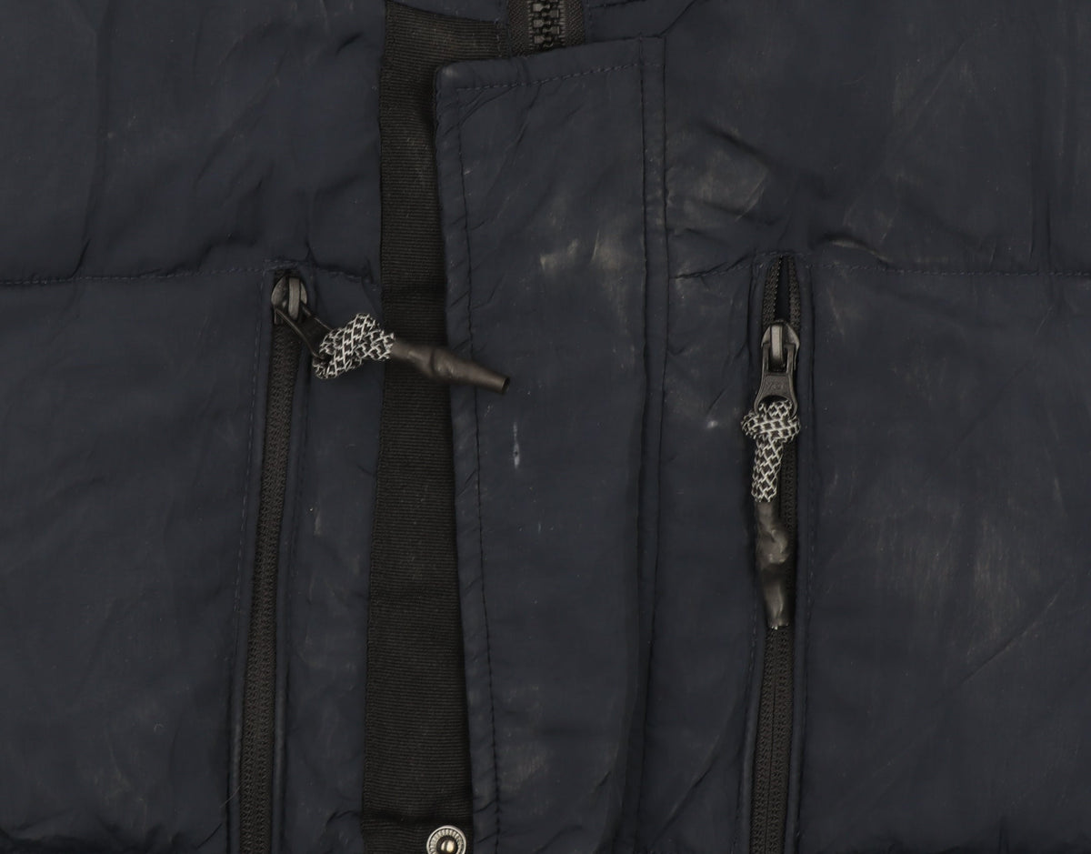 River Island Men's Blue M Long Puffer Hooded Winter Coat