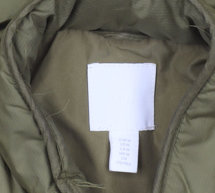 H&M Women’s Green Long Padded Puffer Waistcoat Size 12