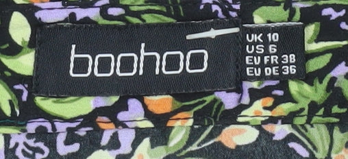 Boohoo Women's Multicoloured Floral High Neck Long Sleeve Shift Dress Size 10