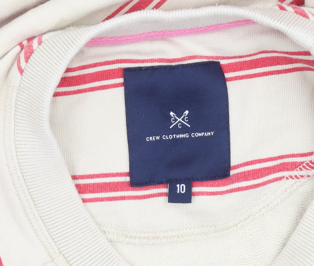 Crew Clothing Beige Red Stripe Cotton Pullover Sweatshirt Size 10