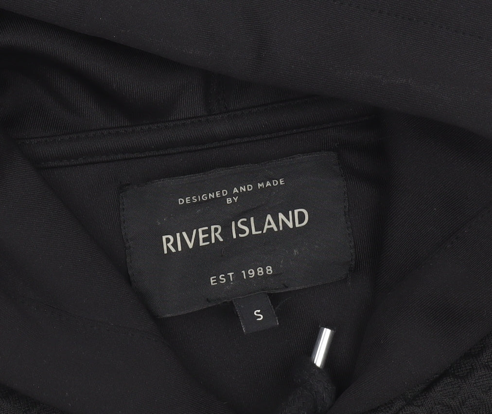 River Island Men’s Black Full Zip Hoodie Size S
