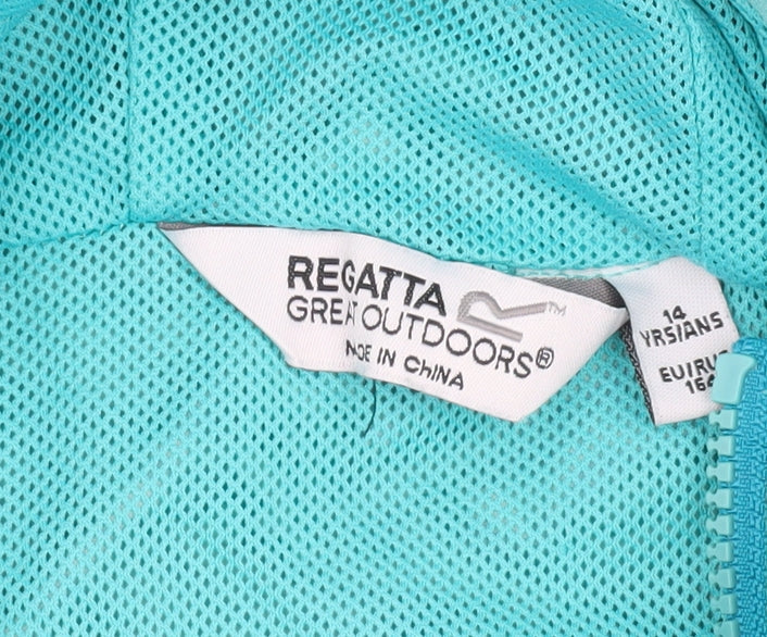 Regatta Girls Blue Hooded Windbreaker Jacket Size 14 Years Lightweight