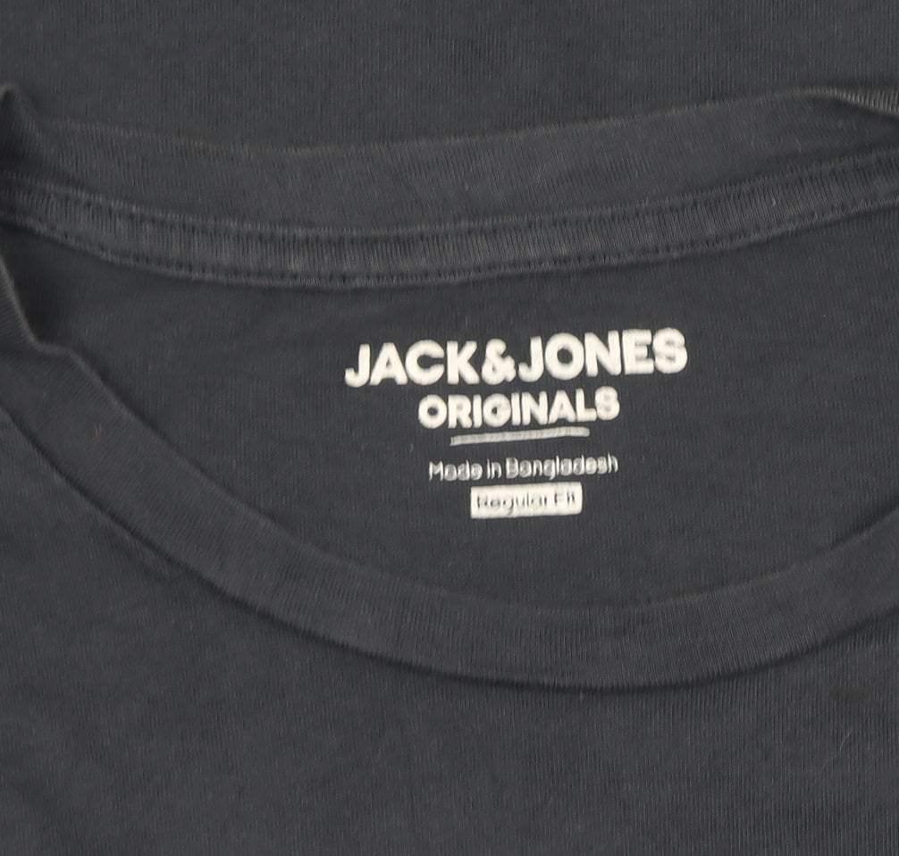 Jack & Jones Originals Men's Black Cotton Graphic T-Shirt Size M