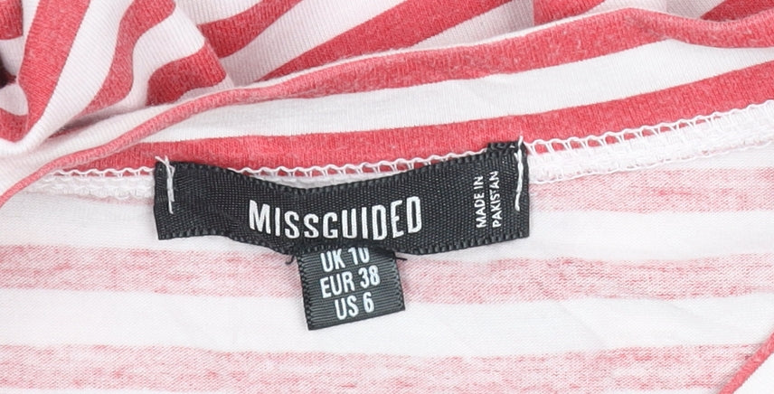 Missguided Women’s Red Striped Bodycon Jersey Dress Size 10