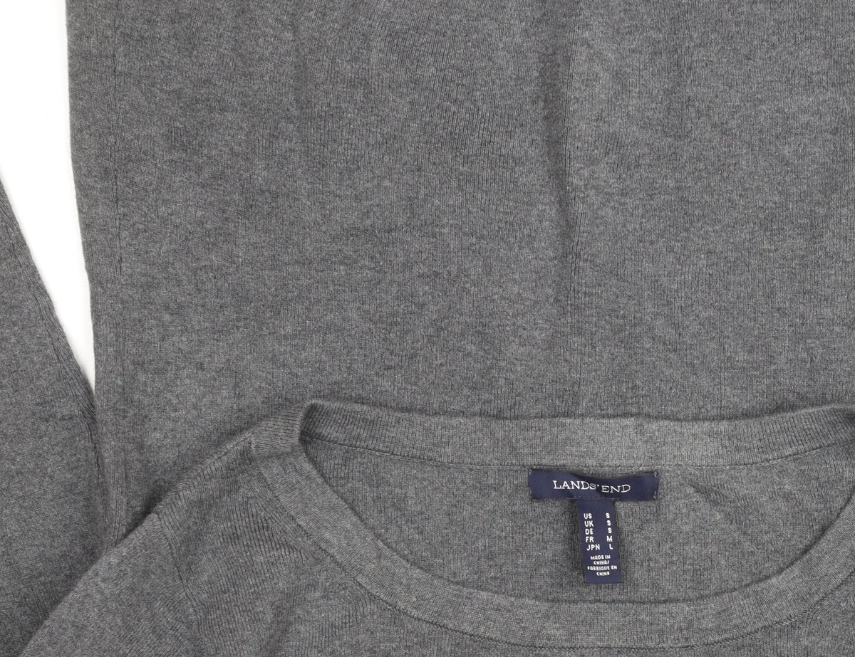 Lands' End Women's Grey Wool Blend Long Sleeve Basic Jumper Size S