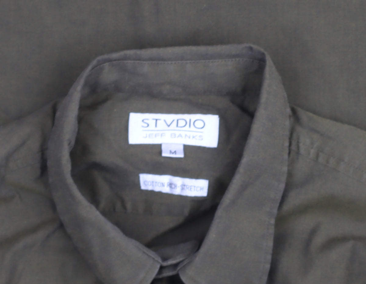 Jeff Banks Men's Green Slim Fit Long Sleeve Button-Up Shirt Size M