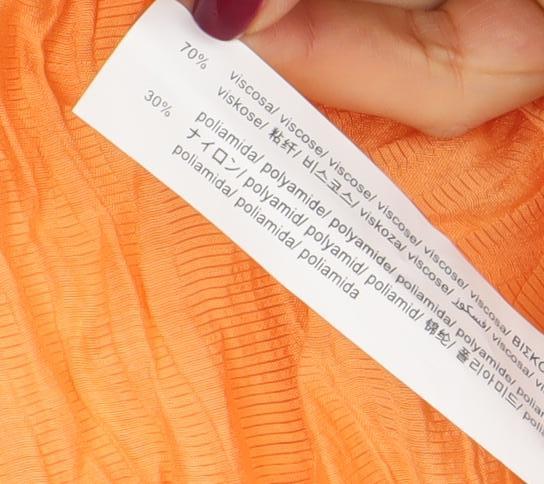 Stradivarius Women's Orange Puff Sleeve Tunic Blouse Size S