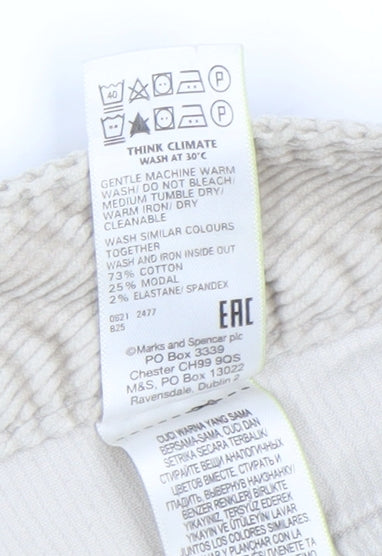 Marks & Spencer Women's Beige Corduroy Chino Trousers Size 22