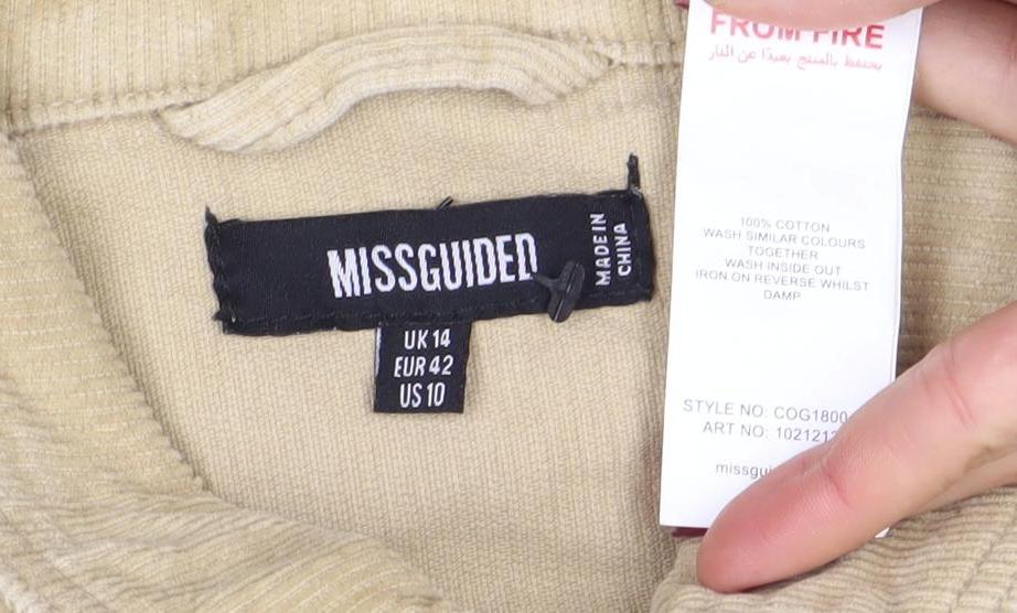 Missguided Women Beige Corduroy Overshirt Jacket UK14
