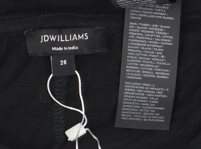 JWILLIAMS Womens Black Cotton Ruffle Sleeve Relaxed Fit T-Shirt Size 26