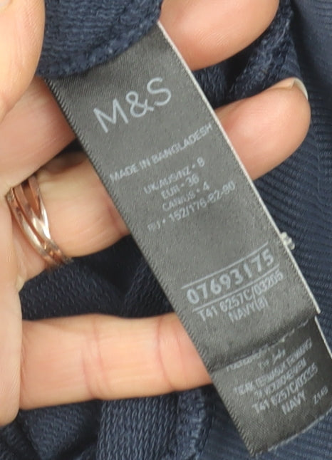 Marks & Spencer Womens Navy Blue Pullover Hoodie Size 8 Cotton Blend