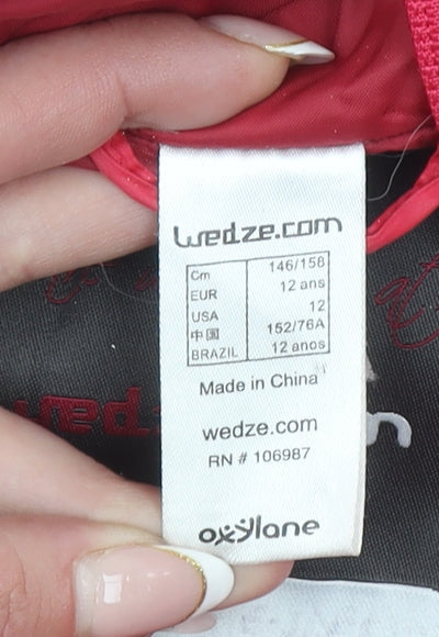 Wedze Girls Red Puffer Jacket 12 Years Down Insulated Winter Ski Coat