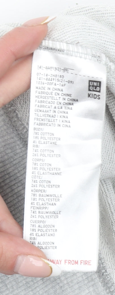 Uniqlo Girls Grey ‘I Donut Care’ Graphic Pullover Sweatshirt 9-10 Years