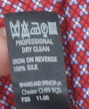 Marks & Spencer Men Red Geometric Slim Silk Tie One Size