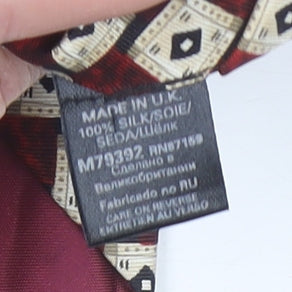 Next Men's Red Geometric Pattern 100% Silk Tie