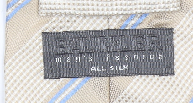 Bäumler Men's Beige Blue Striped Silk Tie