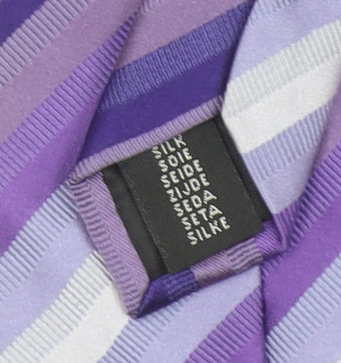 Daniel Hechter Men's Purple Striped Silk Slim Tie One Size