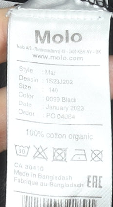 Molo Boys Black Cotton Crew Neck Pullover Sweatshirt Size 146