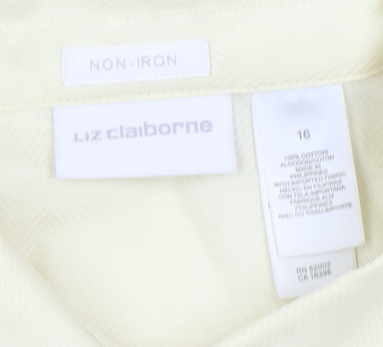 Liz Claiborne Men's Beige Non-Iron Cotton Herringbone Formal Shirt Size 16