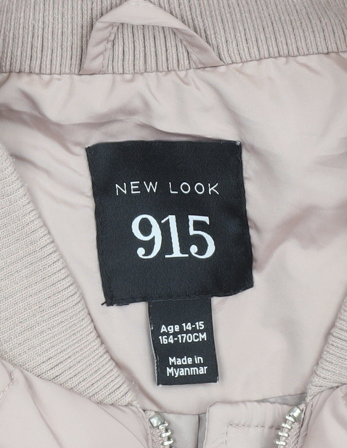 New Look Girls Beige Quilted Bomber Jacket Age 14-15 Years