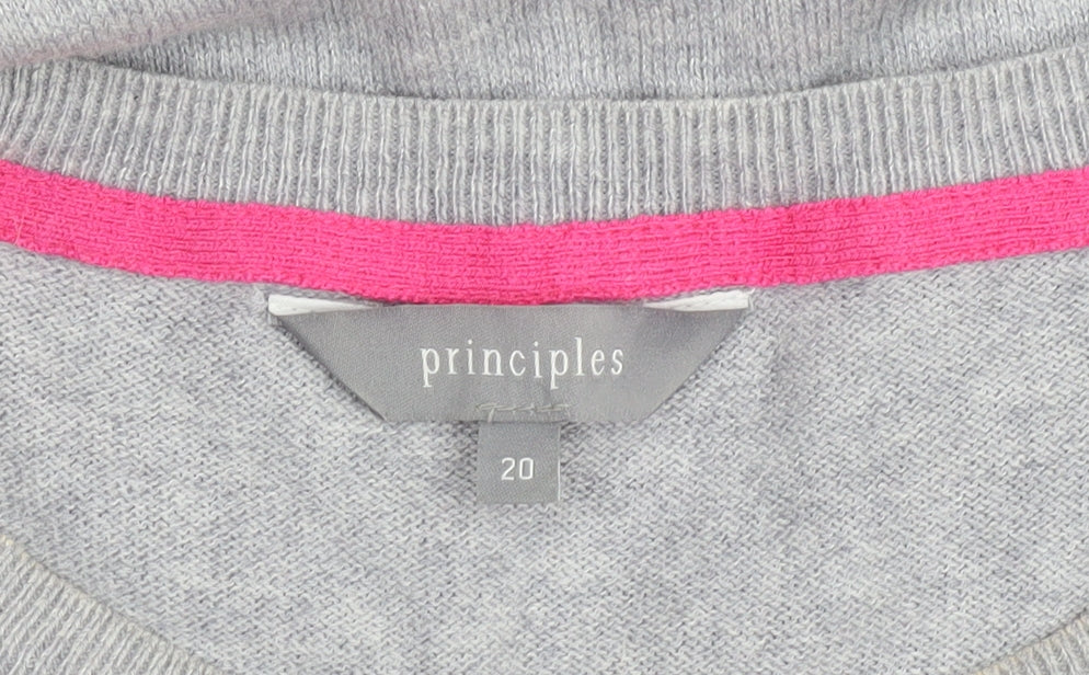 Principles Women’s Grey Pink Striped Pullover Jumper Size 20