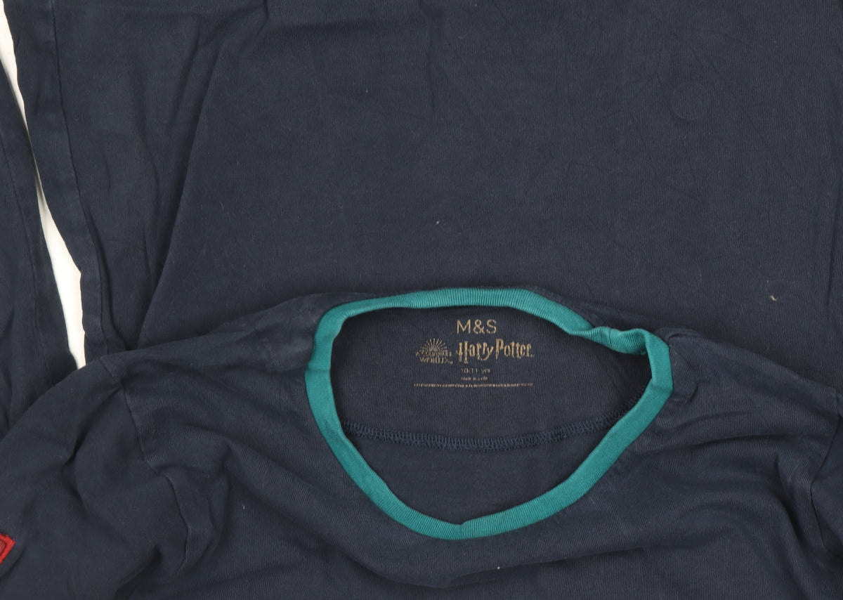 Marks & Spencer Boys Blue Harry Potter Long Sleeve Hogwarts T-Shirt 10-11 Years