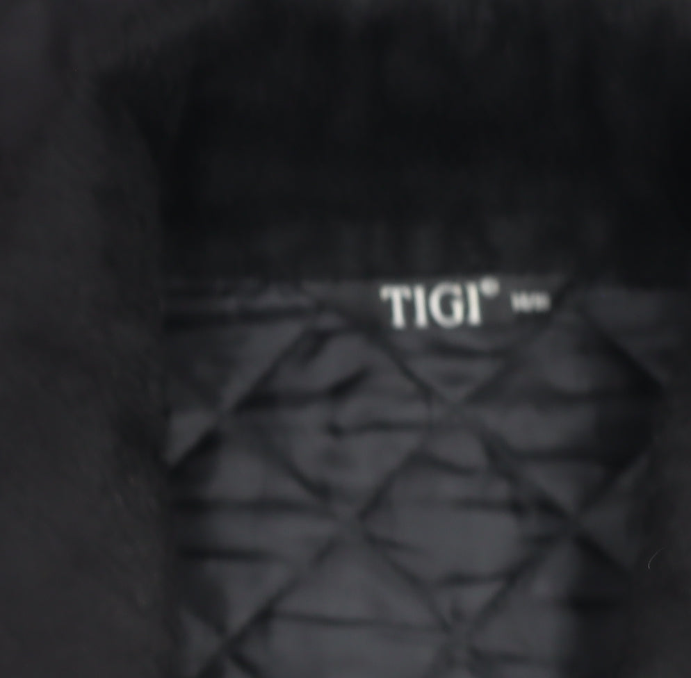 TIGI Womens Black Quilted Waistcoat M Sleeveless Zip Front