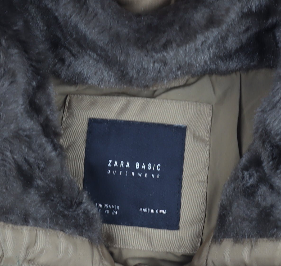 Zara Basic Women Brown Puffer Jacket S Hooded Quilted Winter Coat