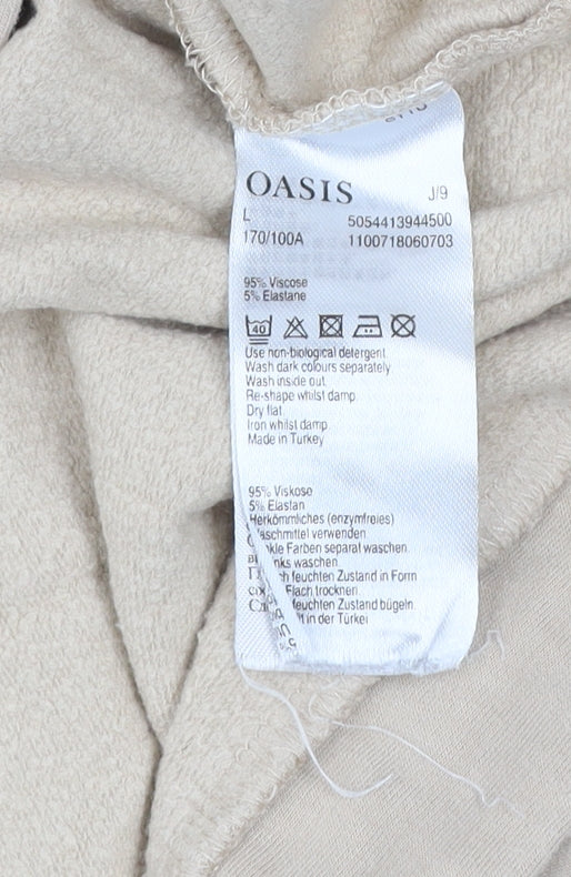 Oasis Womens Beige Animal Print Pullover Sweatshirt Size Large