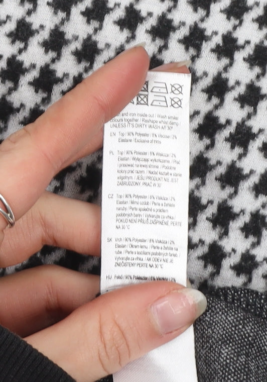 F&F Womens Black White Houndstooth Shift Dress Size 12