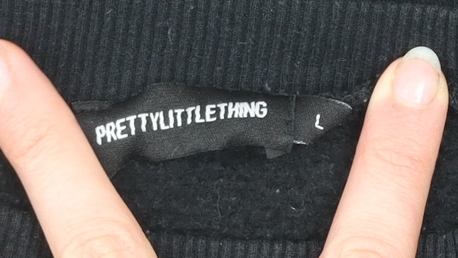 PRETTYLITTLETHING Women Black L Pullover Sweatshirt Copenhagen Print