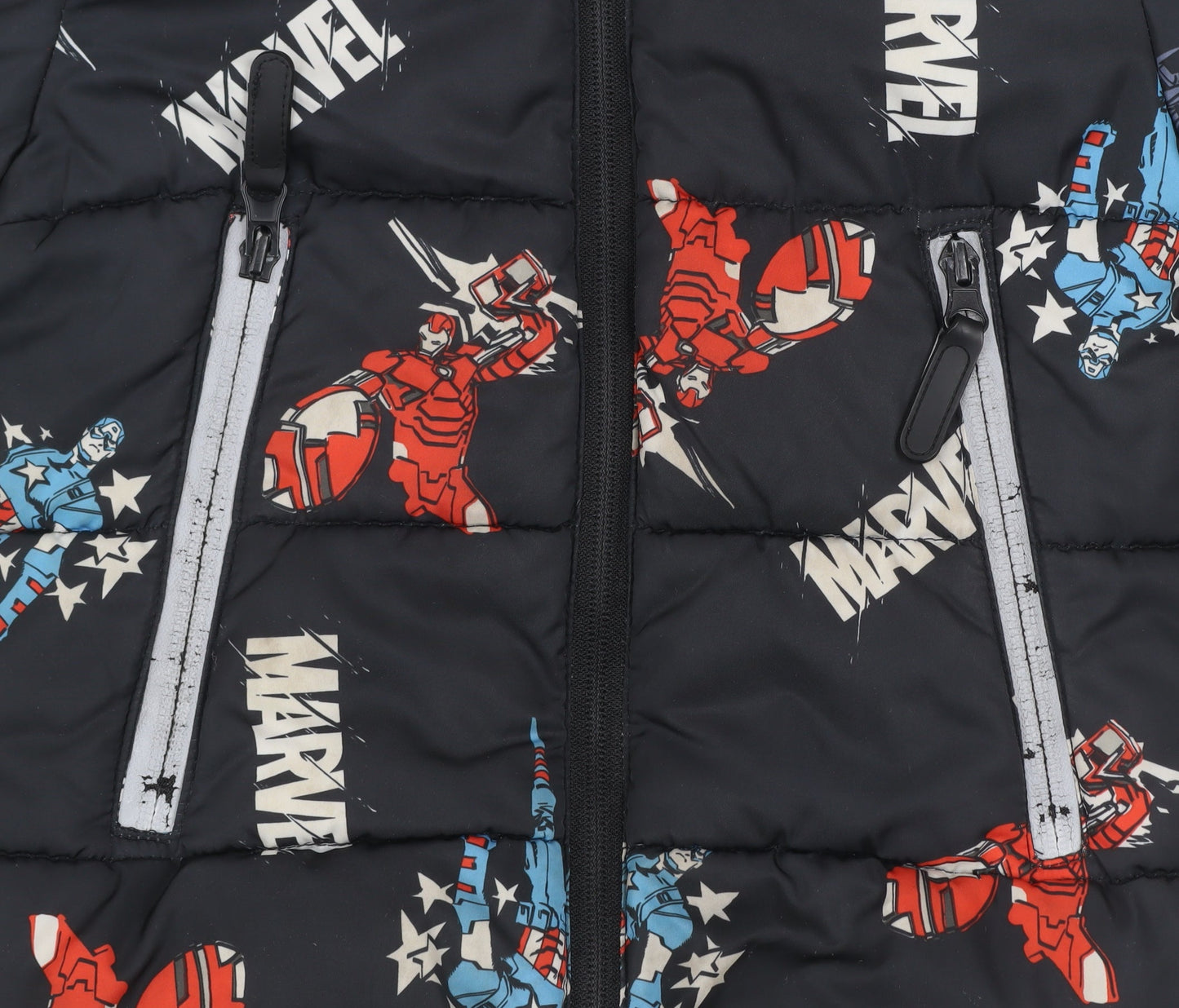 Marvel Boys Black Puffer Jacket 3-4 Years Hooded Winter Coat