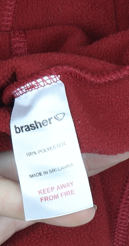 Brasher Men’s Red Fleece 1/4 Zip Pullover Sweatshirt Size S