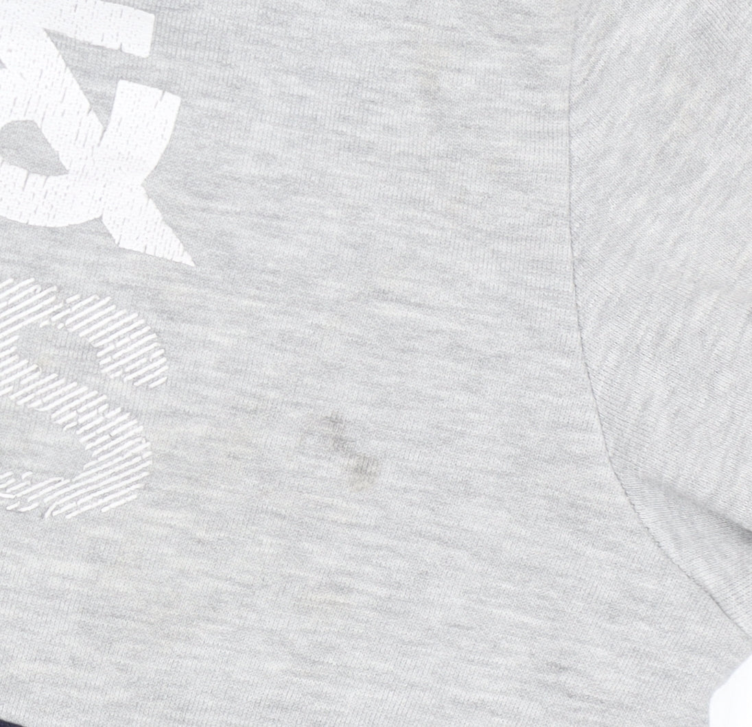 Jack & Jones Mens Grey Pullover Hoodie L Graphic Print Core 1990