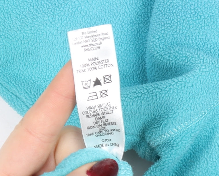 BHS Women Blue Full Zip Fleece Jacket Size 12 Polyester Cotton Casualwear