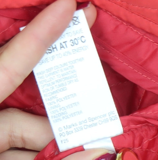 Marks & Spencer Womens Red Quilted Mid-Length Jacket UK 12