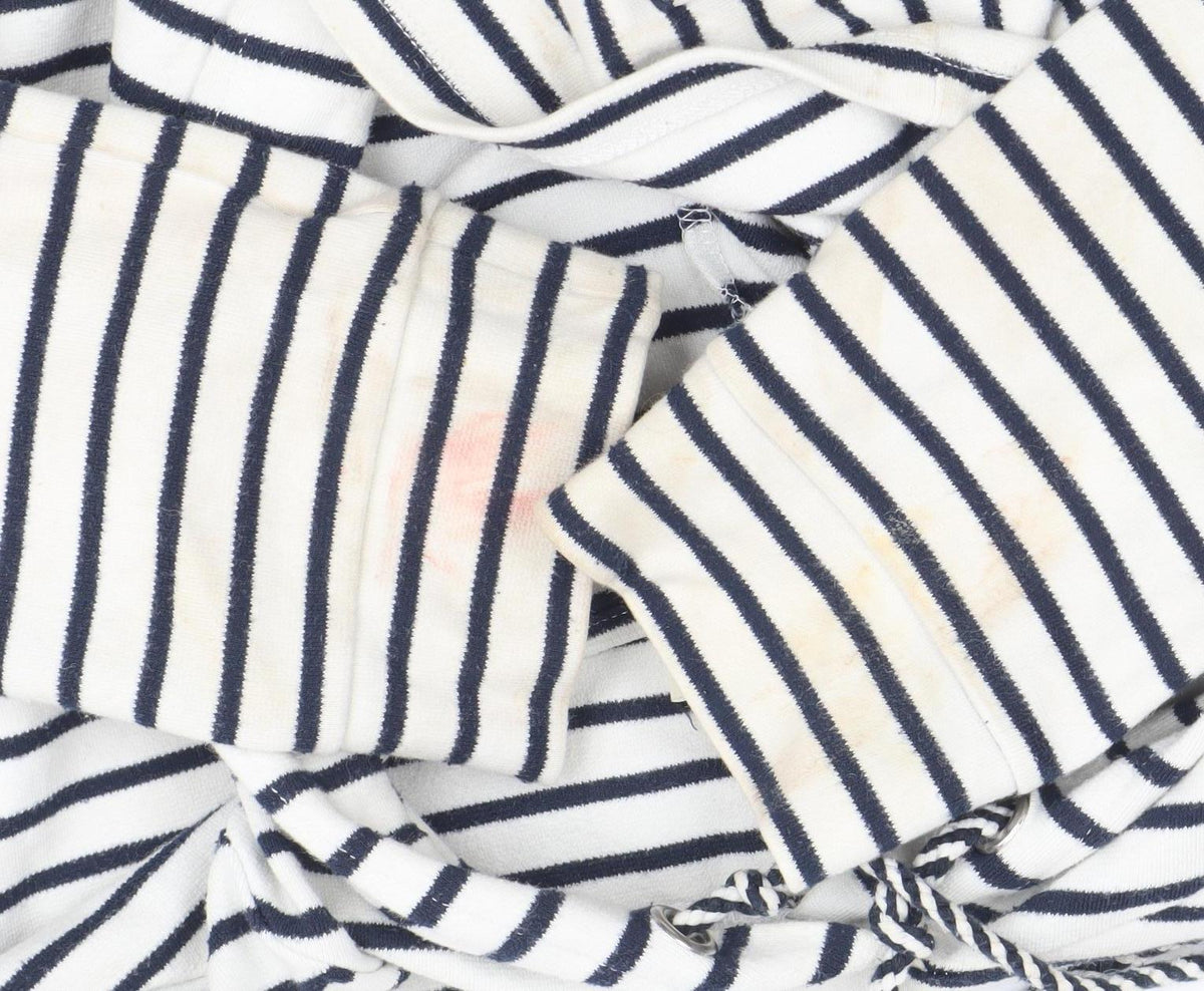 Papaya Women’s Navy & White Striped Hoodie XS Cotton Pullover