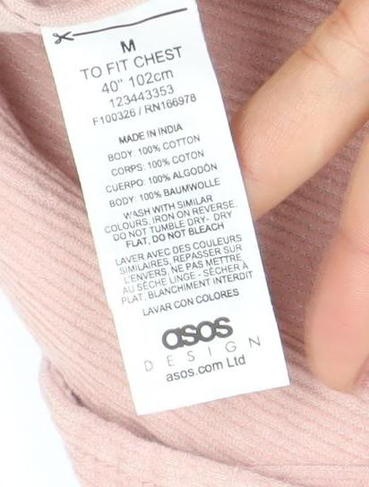 ASOS DESIGN Men's Pink Corduroy Short Sleeve Button-Up Shirt M