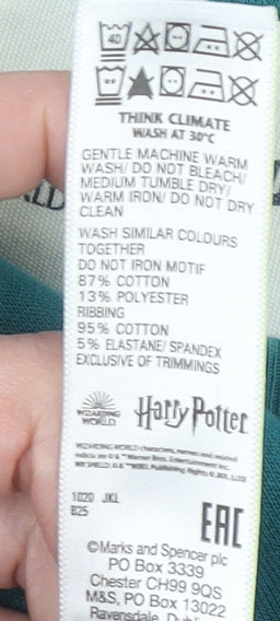 Marks & Spencer Girls Green Slytherin Pullover Sweatshirt 15–16 Years
