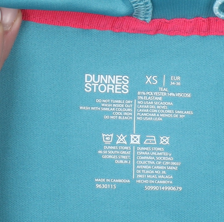 Dunnes Womens Teal XS Full Zip Hoodie Polyester Blend