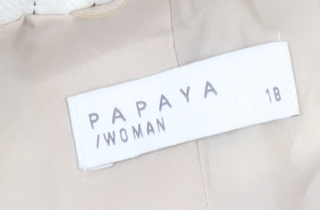 Papaya Women Beige Striped Linen Blend Blazer Jacket Size 18