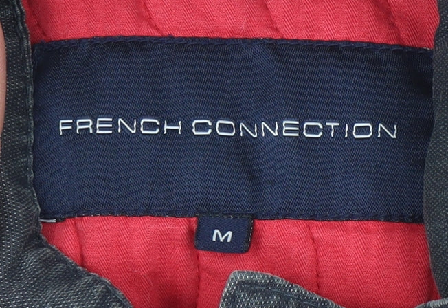 French Connection Men's Grey Military Jacket Medium Cotton Belted