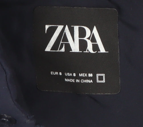 Zara Womens Blue Padded Waistcoat Gilet Size 8 Sleeveless Zip Vest