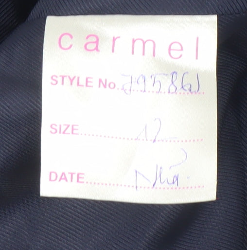 Carmel Women's Blue Woven Suit Jacket Size 12 Single Breasted Classic