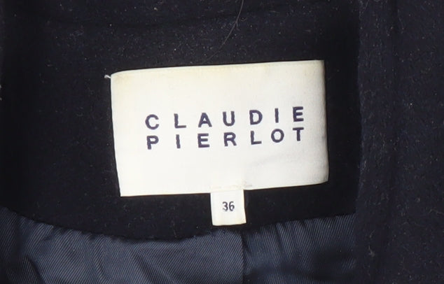 Claudie Pierlot Men's Black Wool Pea Coat Size 36 Regular Fit