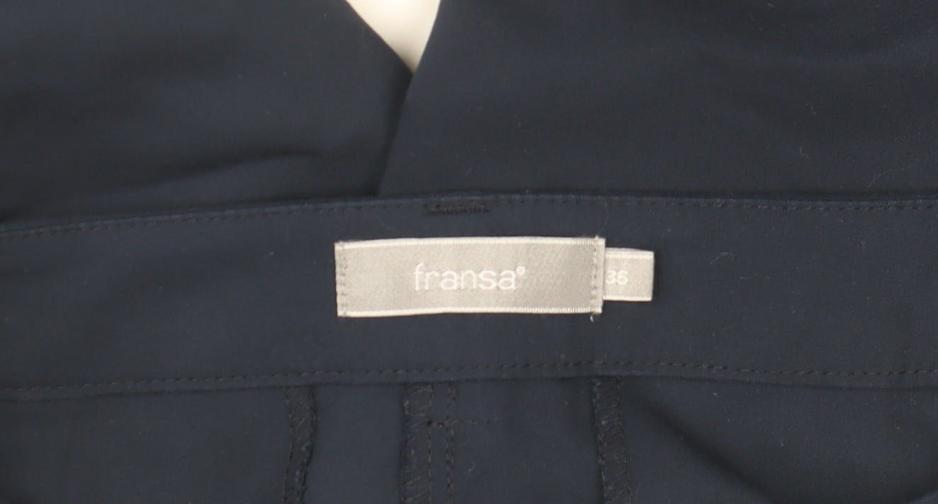 Fransa Women Blue Slim Fit Ankle Trousers Size 8
