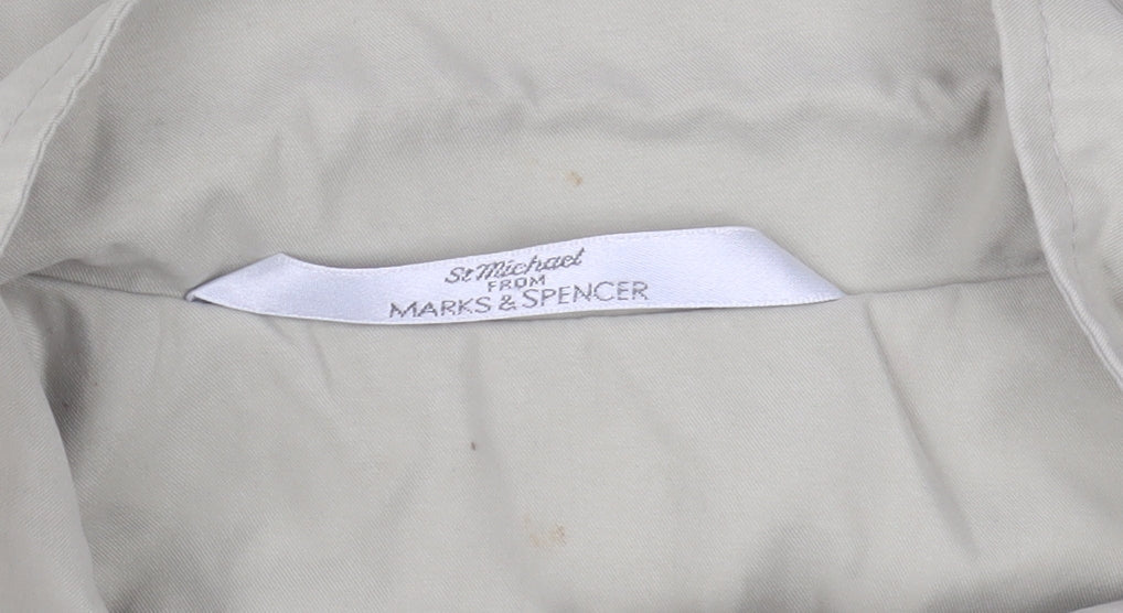 Marks & Spencer Women’s Beige Mid-Length Rain Coat Size 14 Water Resistant Classic Style